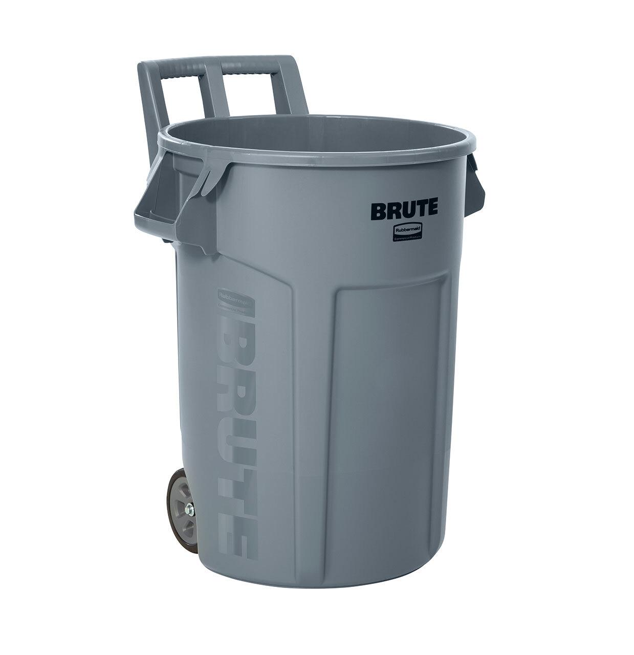 Brute® Trash 1-Stream Curbside Trash 28.36X27.57X35.75 IN 44 GAL 176 QT Gray Resin Venting Channels Food Safe Wheels 1/Each