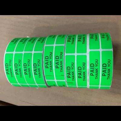 Paid Thank You Label Green Dayglo 5/Pack