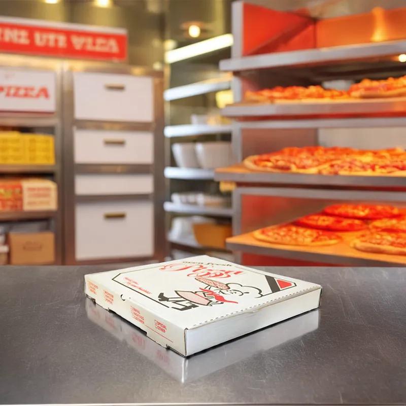 Pizza Box 10X10 IN Corrugated Cardboard White Stock Print 50/Bundle