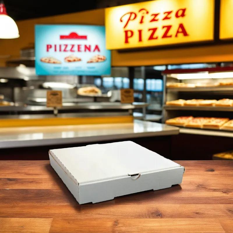 Pizza Box 10X10X2 IN Corrugated Cardboard White 50/Bundle