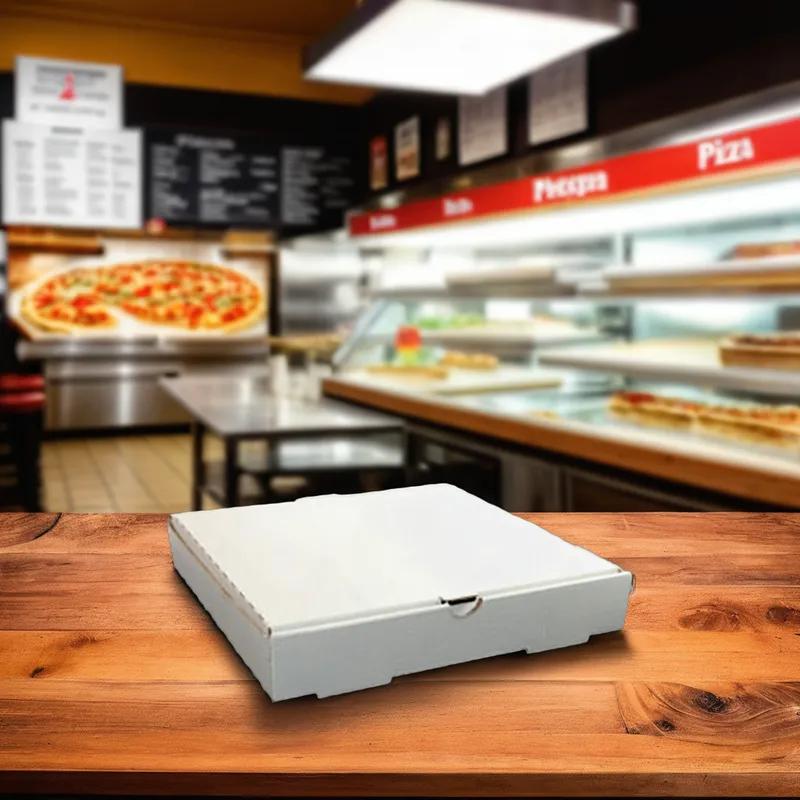 Pizza Box 10X10X2 IN Corrugated Cardboard White 50/Bundle