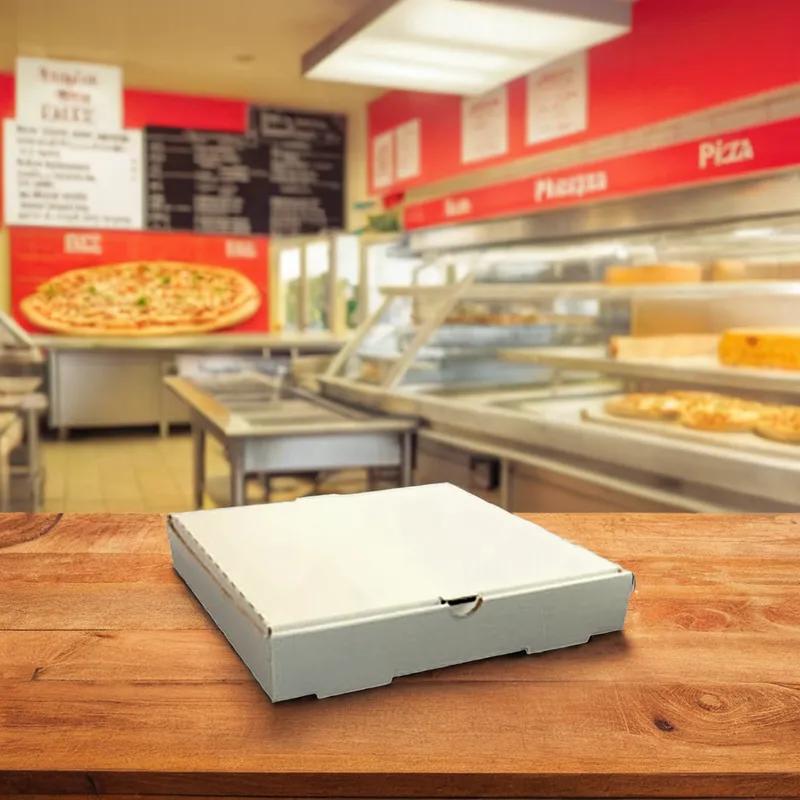 Pizza Box 10X10X2 IN Corrugated Cardboard White 50/Bundle