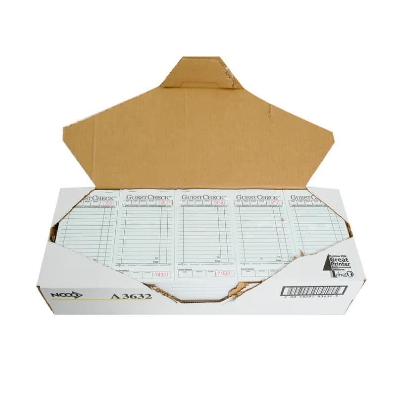 Guest Check 3.5X6.75 IN Cardboard Green 1-Part Medium Single Copy Paper 50 Sheets/Pack 50 Packs/Case 2500 Count/Case