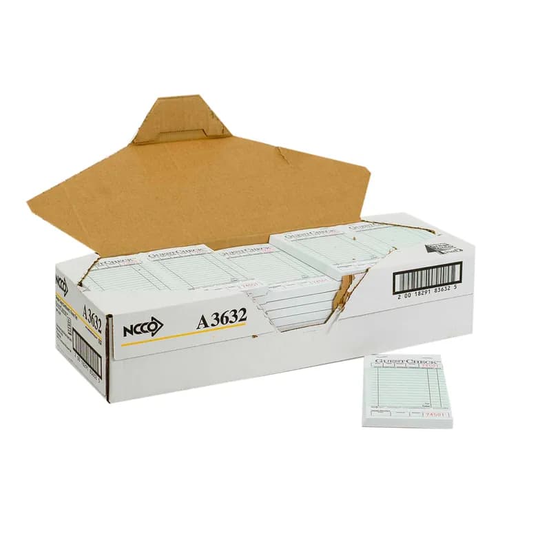 Guest Check 3.5X6.75 IN Cardboard Green 1-Part Medium Single Copy Paper 50 Sheets/Pack 50 Packs/Case 2500 Count/Case