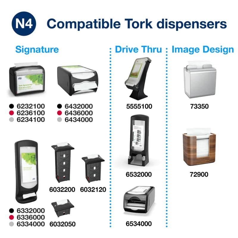 Tork Xpressnap® Dispenser Napkins 8.5X13 IN 4.25X6.5 IN White Paper Interfold Refill Embossed 6000/Case