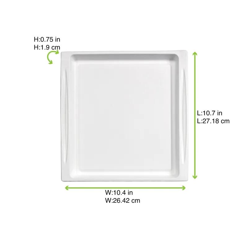Serving Tray 10.7X10.4X0.75 IN Sugarcane White Square Grease Resistant 20 Count/Pack 10 Packs/Case 200 Count/Case