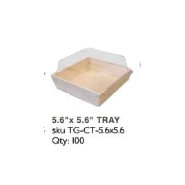 Take-Out Container Base & Lid Combo With Dome Lid 5.6X5.6 IN RPET Wood Wood Clear Square 100/Case