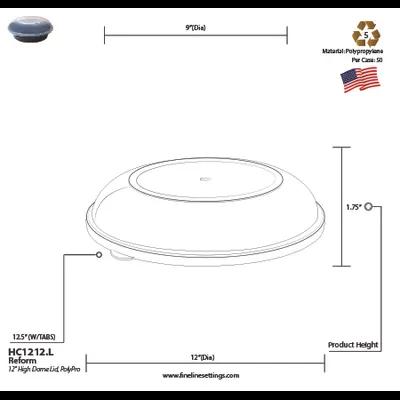 ReForm Lid Dome 12 IN PP Clear Round For Container 50/Case