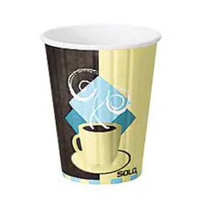 Solo® Duo Shield® Hot Cup Insulated 8 OZ Double Wall Poly-Coated Paper Multicolor Tuscan Café 1000/Case