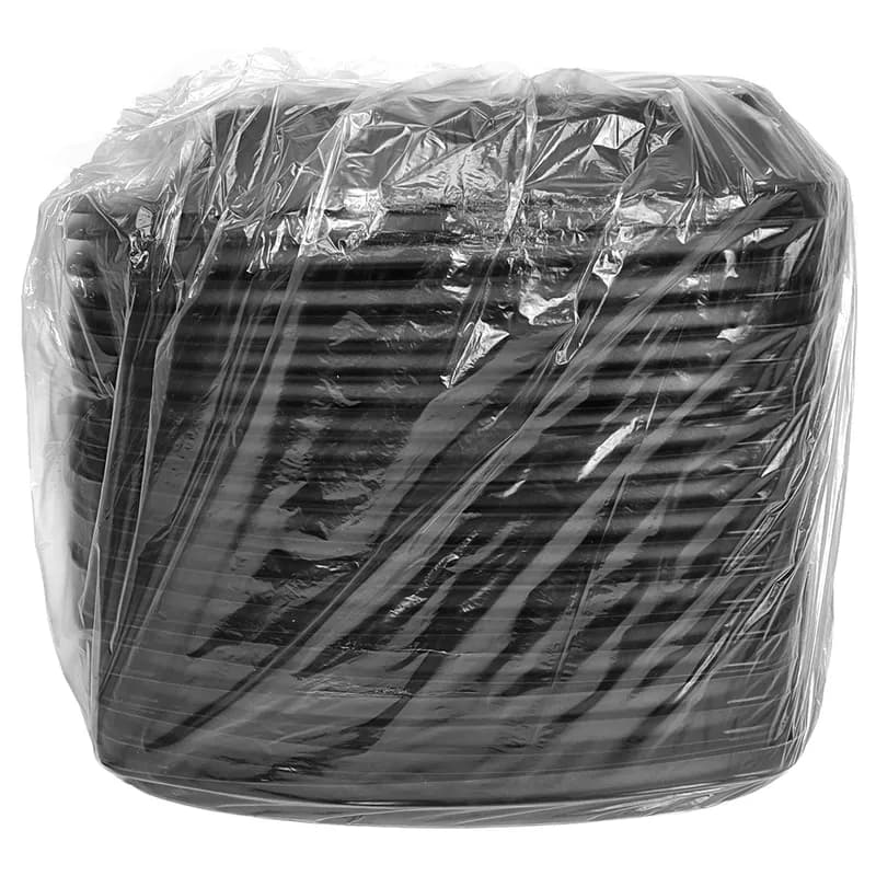 Forum® C-Fine Catering Tray Base 106 OZ 14X14 IN 4 Compartment PS Black Square Deep With Dip Cup 48/Case