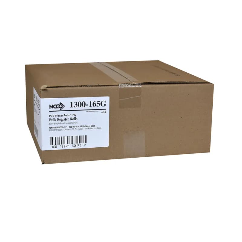 Register Tape 76MM X165FT Green 1PLY Roll 50/Case