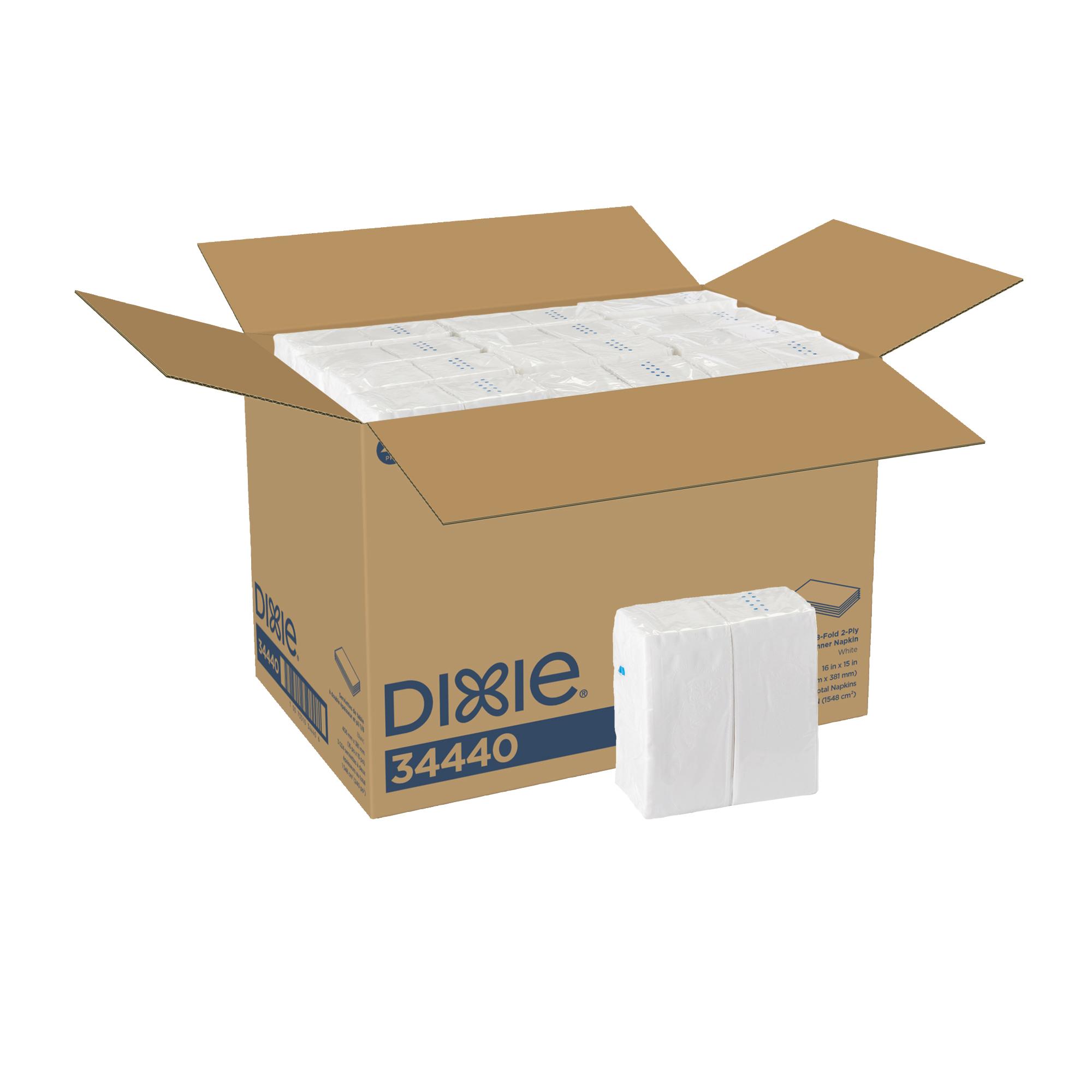 Dixie® Dinner Napkins 15X16 IN White Paper 2PLY 1/8 Fold 3024/Case