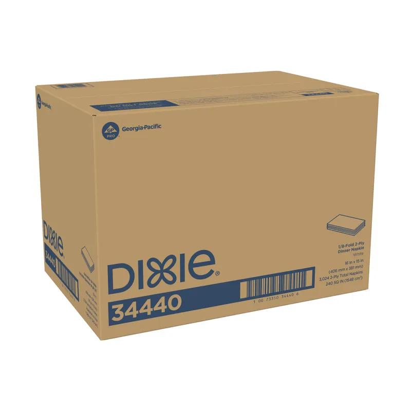 Dixie® Dinner Napkins 15X16 IN White Paper 2PLY 1/8 Fold 3024/Case