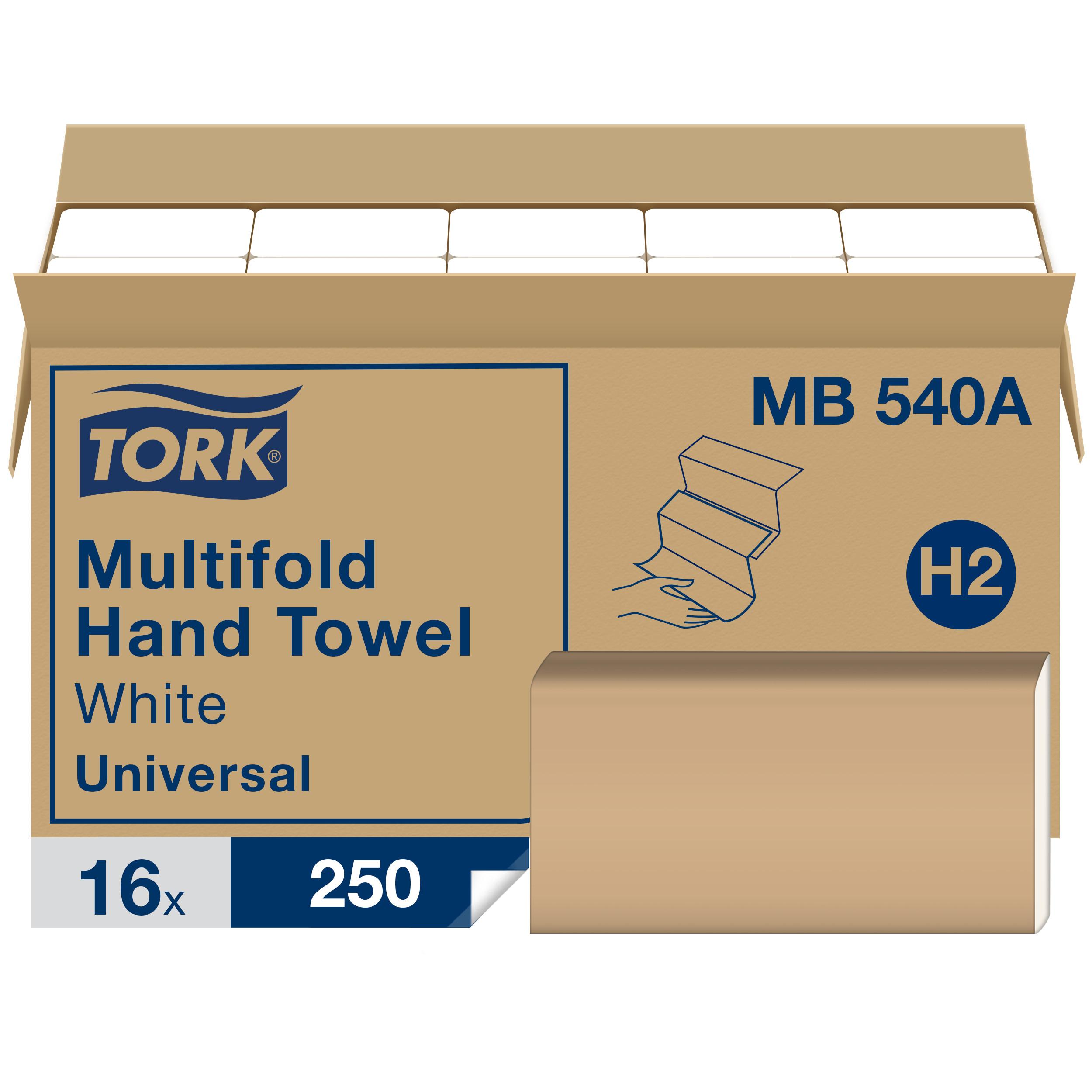 Tork Folded Paper Towel H2 9.5X9.125 IN 3.17X9.125 IN White Multifold Z Embossed Refill 250 Sheets/Pack 16 Packs/Case