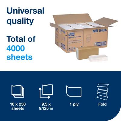 Tork Folded Paper Towel H2 9.5X9.125 IN 3.17X9.125 IN White Multifold Z Refill 250 Sheets/Pack 16 Packs/Case