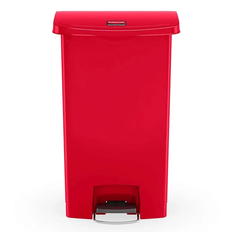 Slim Jim® Trash 1-Stream Trash Can 18.24X11.92X22.22 IN 8 GAL Red Resin Fire Resistant Step-On Slim 1/Each
