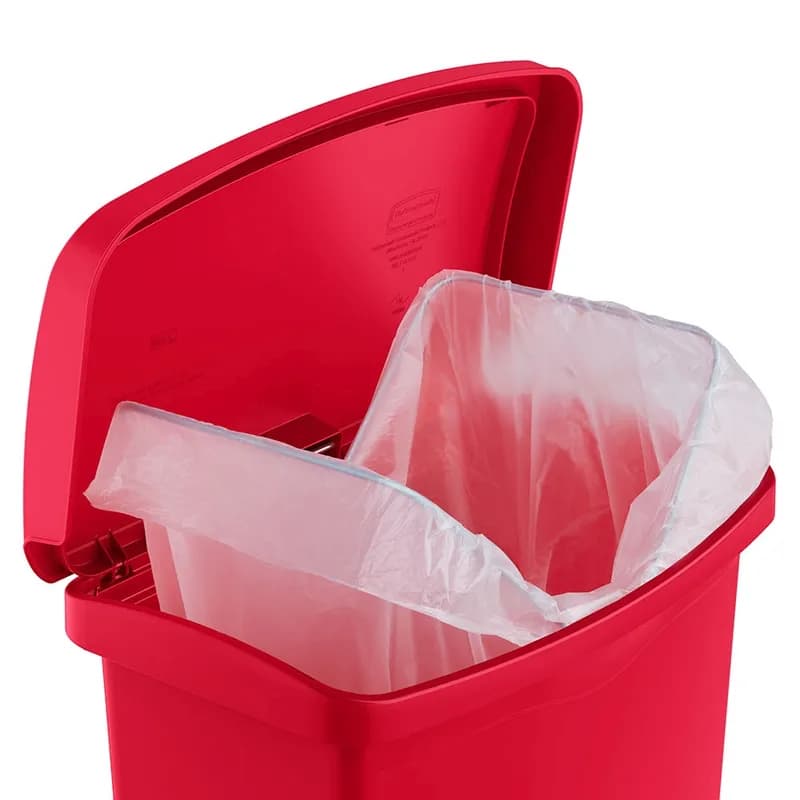 Slim Jim® Trash 1-Stream Trash Can 18.24X11.92X22.22 IN 8 GAL Red Resin Fire Resistant Step-On Slim 1/Each