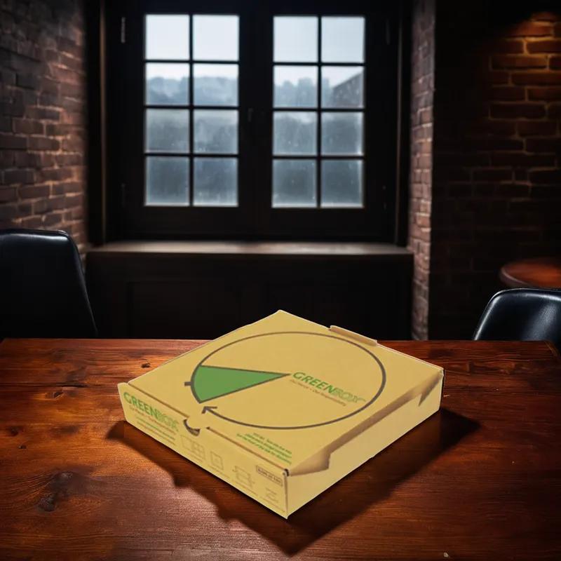 Pizza Box 14 IN Corrugated Paperboard Kraft Fluted B-Flute 50/Bundle