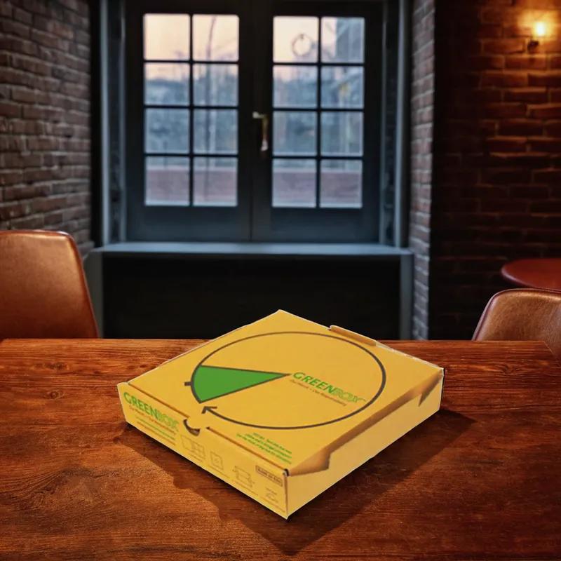 Pizza Box 14 IN Corrugated Paperboard Kraft Fluted B-Flute 50/Bundle