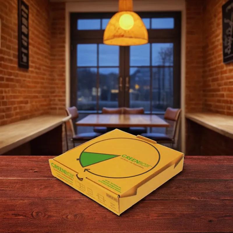 Pizza Box 14 IN Corrugated Paperboard Kraft Fluted B-Flute 50/Bundle