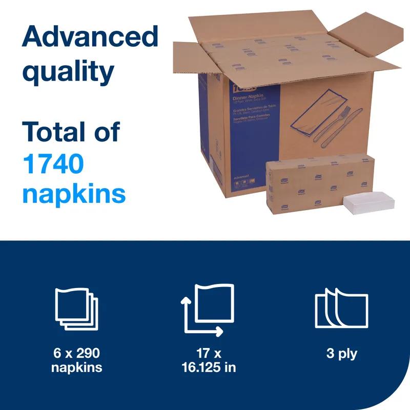 Dinner Napkins 17X16.125 IN 4.25X8 IN White Paper 3PLY 1/8 Fold Refill Embossed 290 Count/Pack 6 Packs/Case