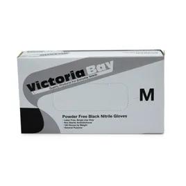 Victoria Bay Gloves Medium (MED) Black 3MIL Nitrile Rubber Disposable Powder-Free 1000/Case