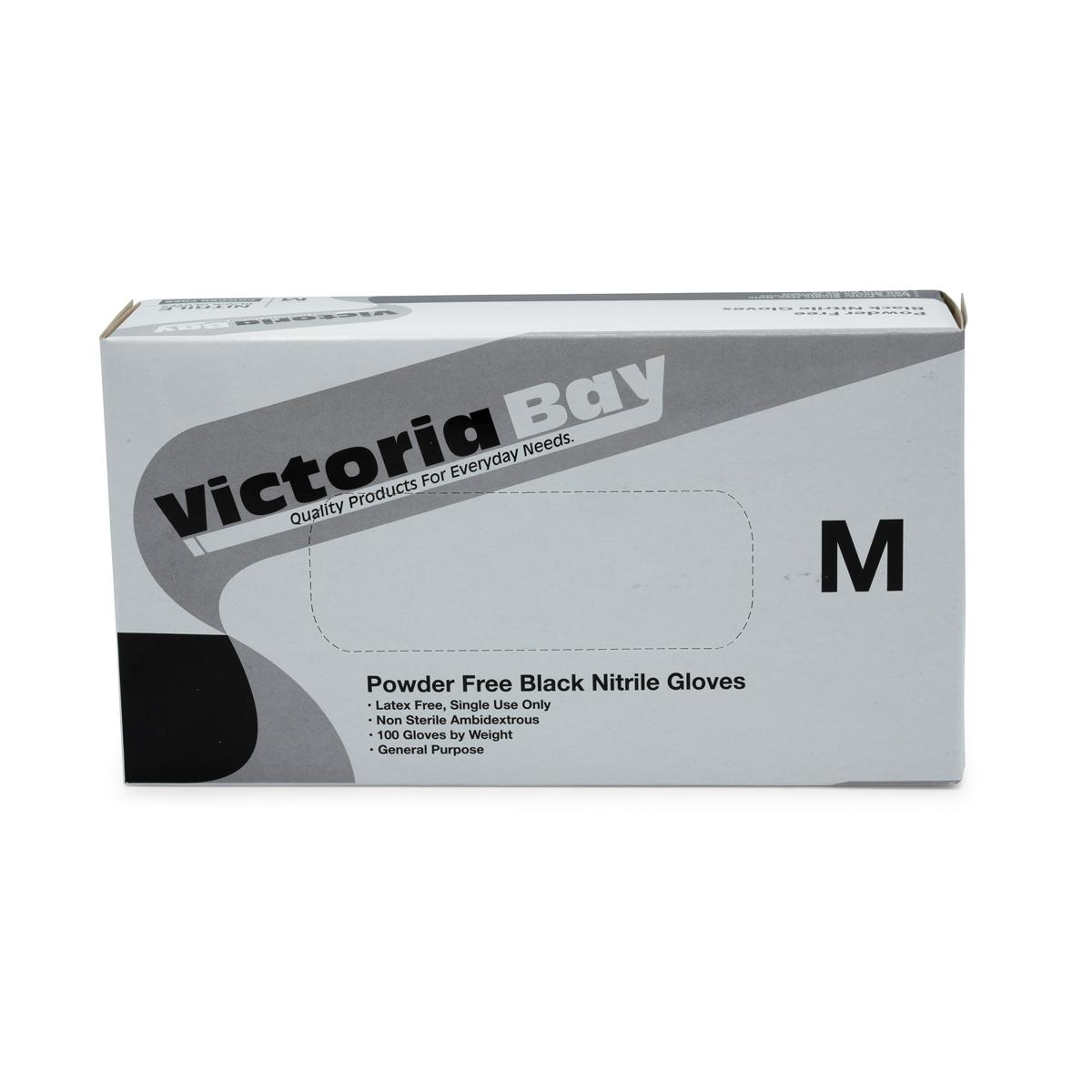Victoria Bay Examination Gloves Medium (MED) Black 3MIL Nitrile Disposable Powder-Free 1000/Case