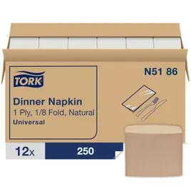 Dinner Napkins 17X15 IN 8.5X3.75 IN Natural Paper 1PLY Long Fold 1/8 Fold Refill Embossed 250 Count/Pack 12 Packs/Case