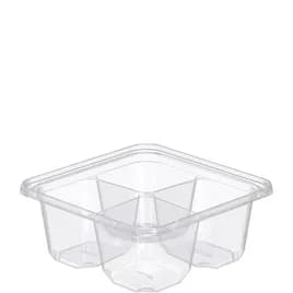 Dart® TamperGuard™ Snack Deli Container Base 24 OZ 4 Compartment PET Clear Tamper-Evident Tamper-Resistant 75 Count/Pack 4 Packs/Case