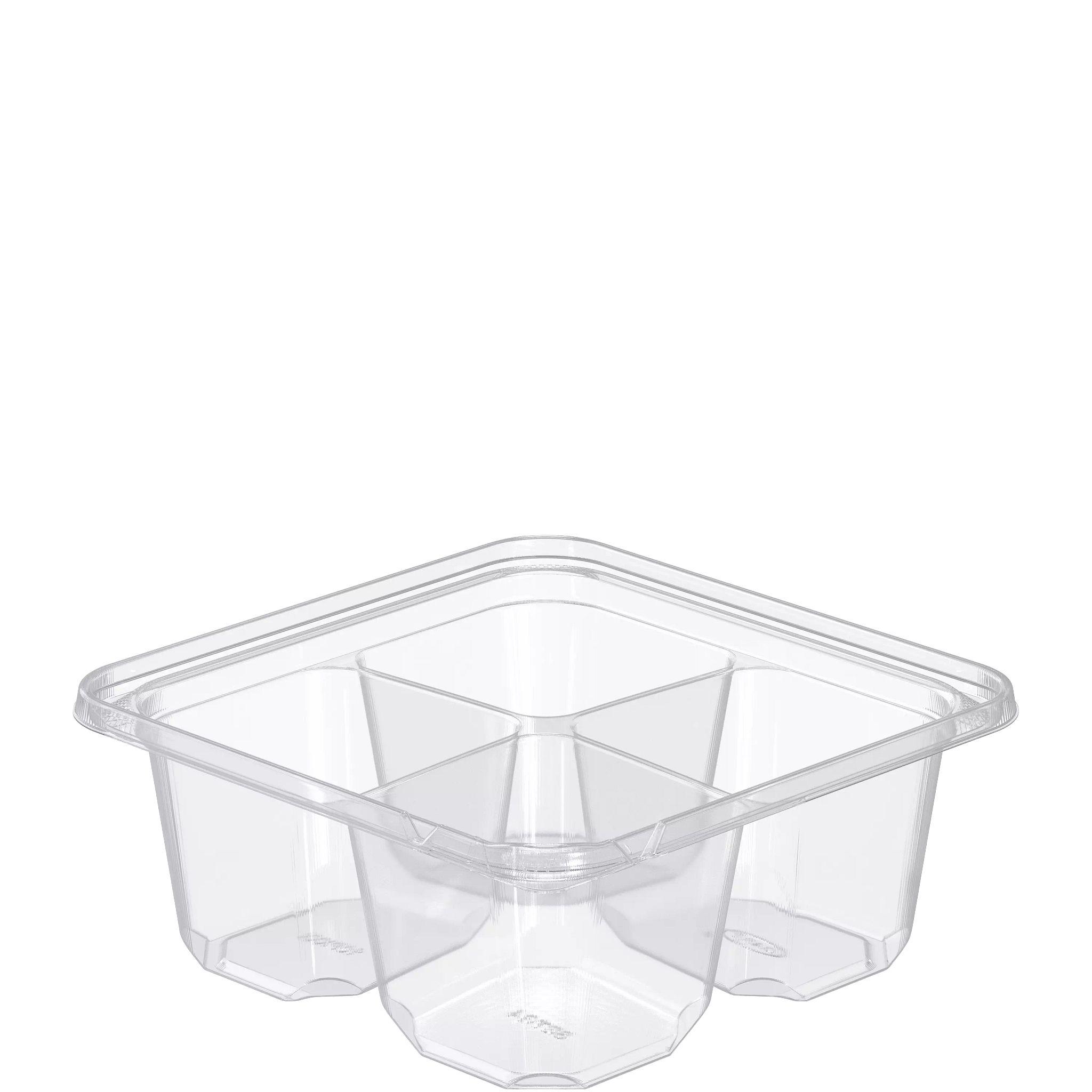 Dart® TamperGuard™ Snack Deli Container Base 24 OZ 4 Compartment PET Clear Tamper-Evident Tamper-Resistant 75 Count/Pack 4 Packs/Case