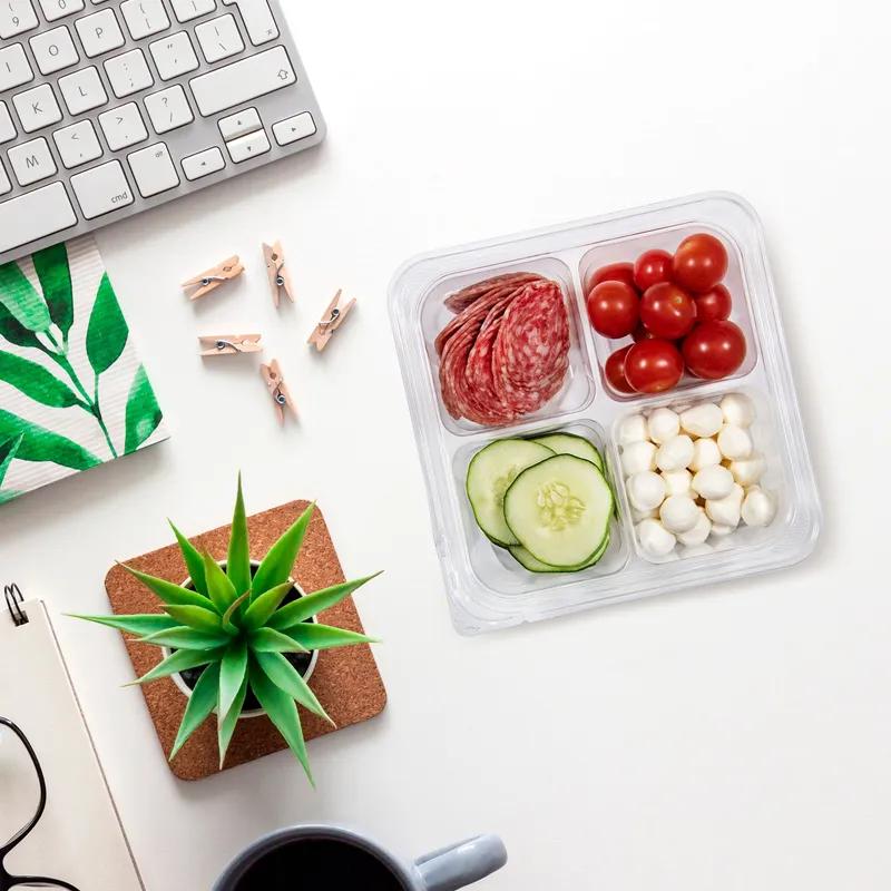 Dart® TamperGuard™ Snack Deli Container Base 24 OZ 4 Compartment PET Clear Tamper-Evident Tamper-Resistant 75 Count/Pack 4 Packs/Case