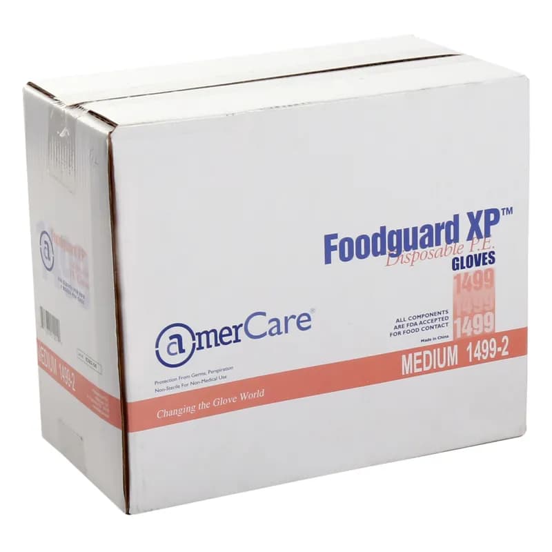 Foodguard Gloves Medium (MED) PE 500 Count/Pack 4 Packs/Case 2000 Count/Case