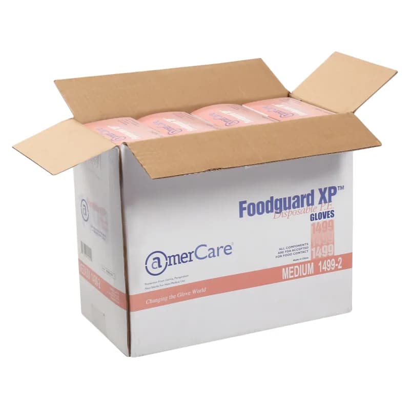 Foodguard Gloves Medium (MED) PE 500 Count/Pack 4 Packs/Case 2000 Count/Case