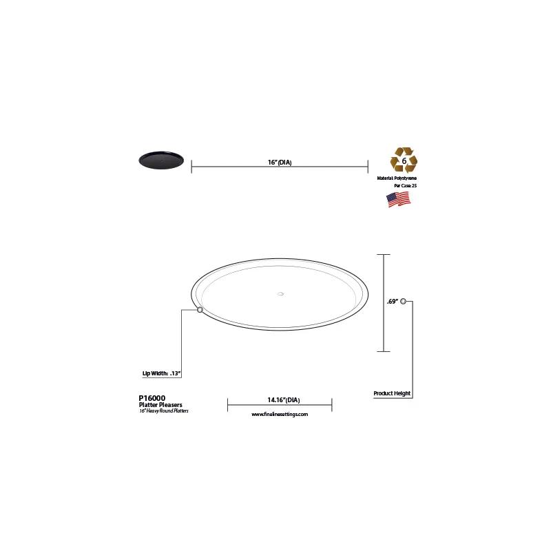 Platter Pleasers Serving Tray 16 IN Plastic White Round 25/Case