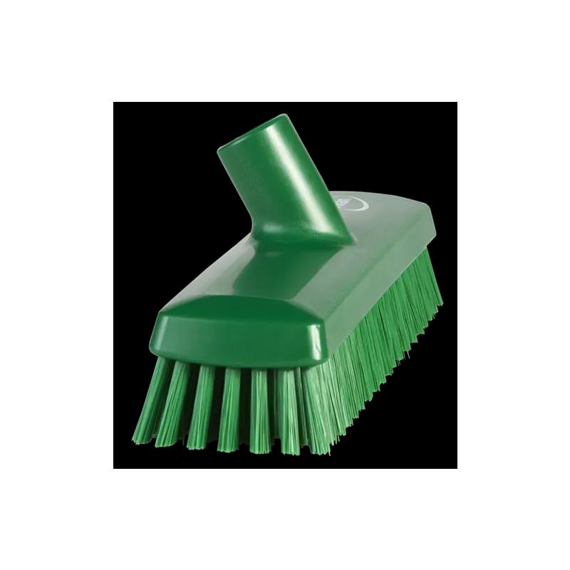 Vikan® Deck Brush 11 IN Medium (MED) Polypropylene (PP) Stainless Steel Green Waterfed Medium Threaded 1/Each