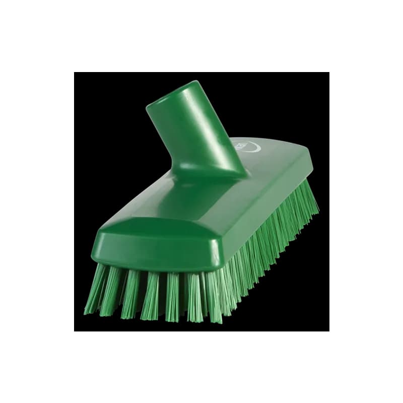 Deck Brush 10.6X3X3.7 IN PP PBT Stainless Steel Green Extra Stiff Bristles Euro Threaded Waterfed 10/Case