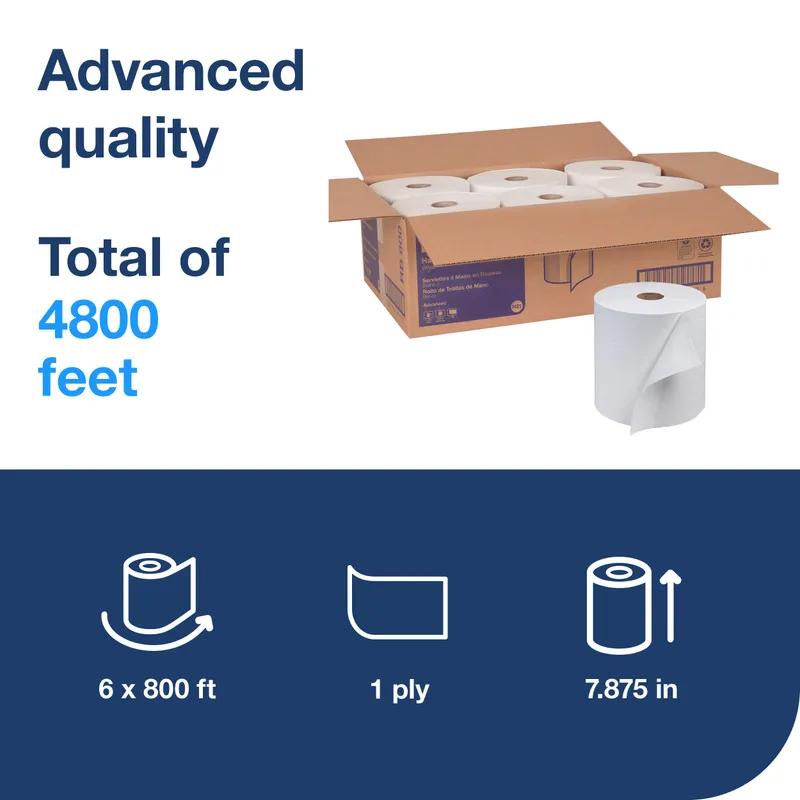 Tork Roll Paper Towel H21 7.875IN X800FT 1PLY White Hard Roll Embossed Advanced Refill 6 Rolls/Case