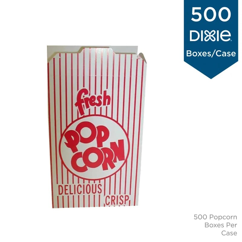 Dixie® Popcorn Take-Out Box 5.625X2.125X8.5 IN Paperboard Red White Rectangle 500/Case
