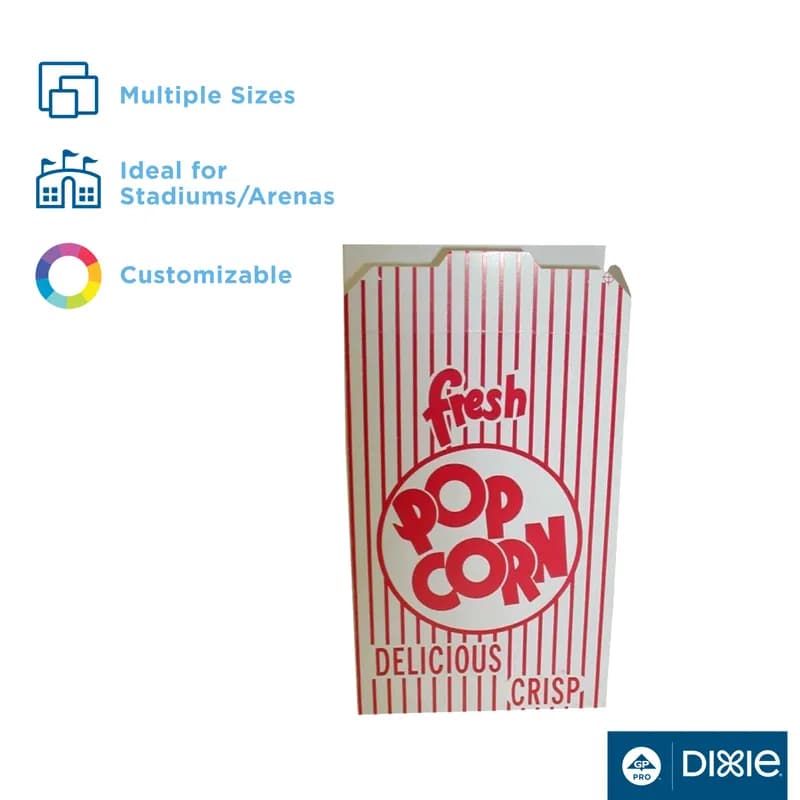 Dixie® Popcorn Take-Out Box 5.625X2.125X8.5 IN Paperboard Red White Rectangle 500/Case