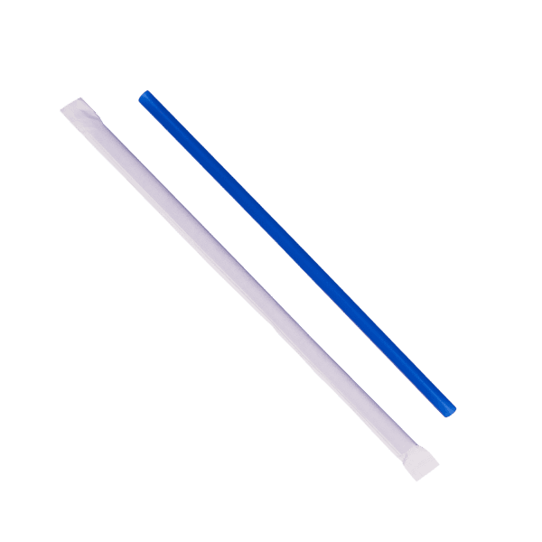 Giant Straw 0.314X9 IN Plastic Blue Paper Wrapped 1200/Case