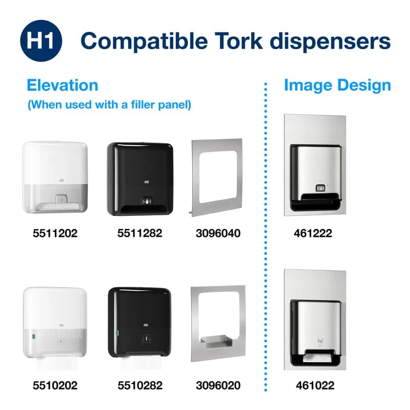 Tork Trash Receptacle H1 Metal Stainless Recessed Frame 1/Each