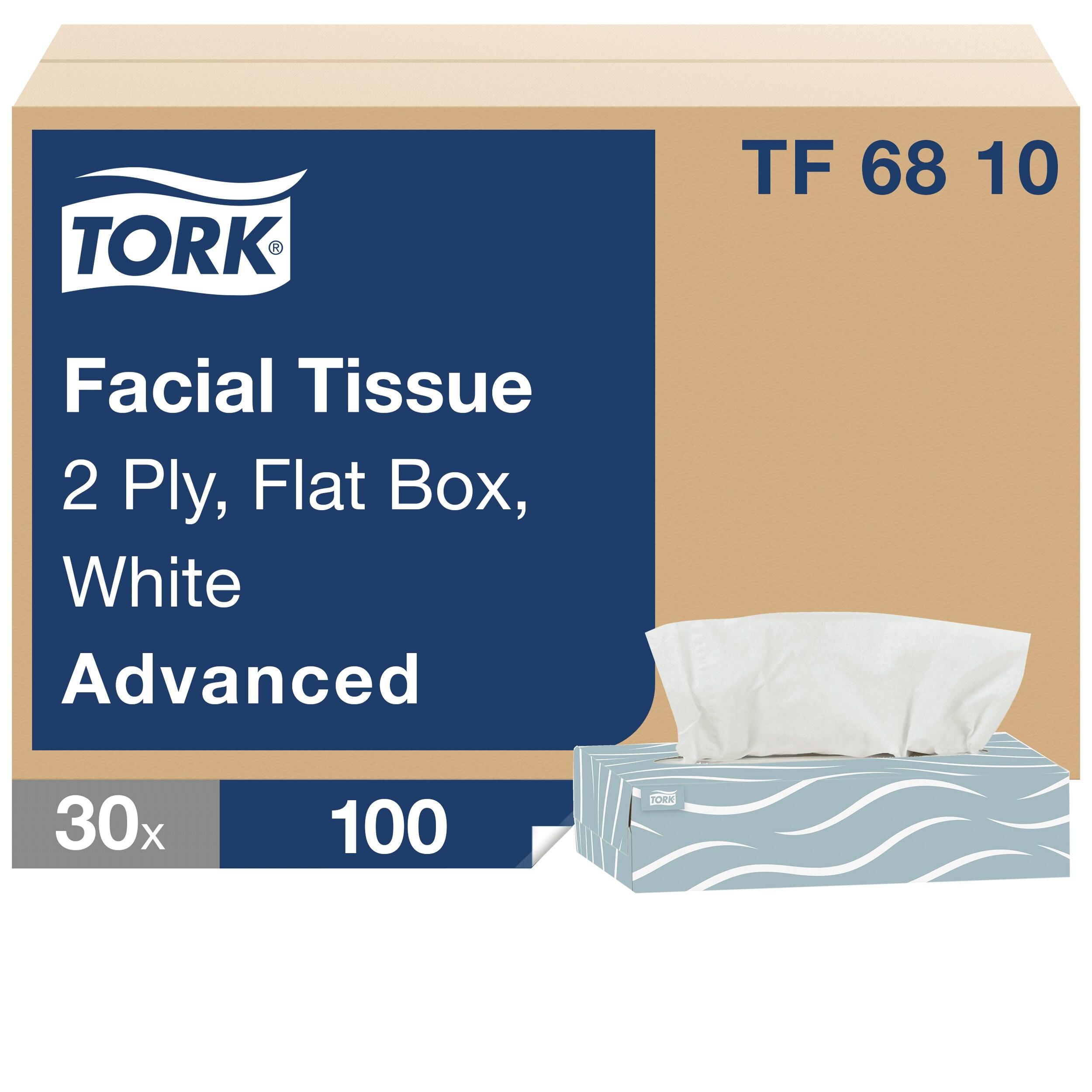 Facial Tissue F1 8.2X7.875 IN 4.1X7.875 IN 2PLY White Single Fold Flat Box Refill 100 Sheets/Pack 30 Packs/Case