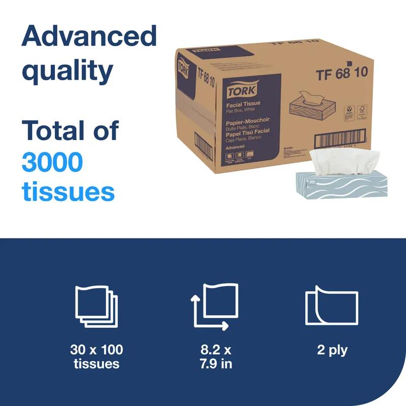 Facial Tissue F1 8.2X7.875 IN 4.1X7.875 IN 2PLY White Single Fold Flat Box Refill 100 Sheets/Pack 30 Packs/Case