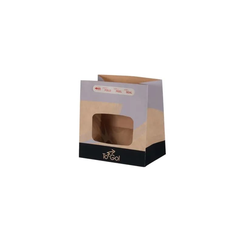 Bagcraft® Take-Out Bag 8.25X5.25X8.75 IN Paper ToGo! With Tac Seal Closure With Window Vented 250/Case