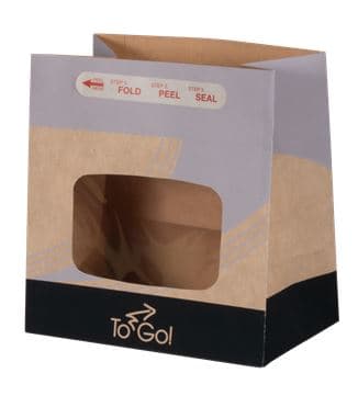 Bagcraft® Take-Out Bag 8.25X5.25X8.75 IN Paper ToGo! With Tac Seal Closure With Window Vented 250/Case