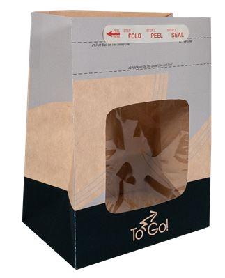 Bagcraft® EcoCraft ToGo!® Take-Out Bag 8.25X5.25X10.75 IN Paper With Tac Seal Closure With Window Vented 250/Case
