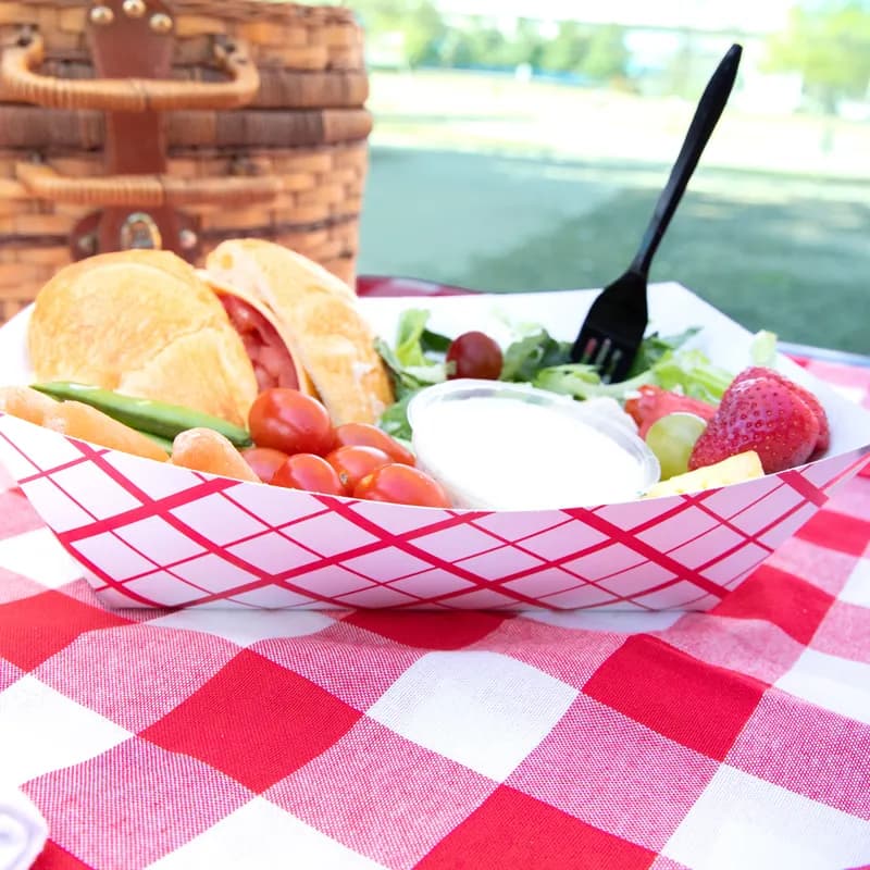 Food Tray 10 LB Paper White Red 250/Case