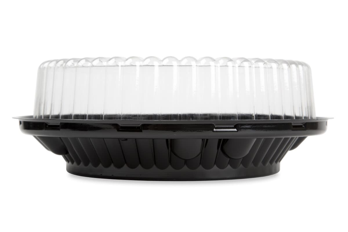 Pie Container & Lid Combo With High Dome Lid 9 IN PS Clear Black 160/Case