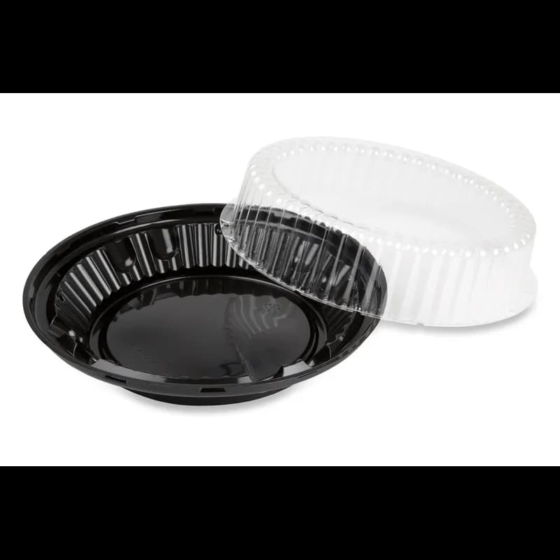 Pie Container & Lid Combo With High Dome Lid 9 IN PS Clear Black 160/Case