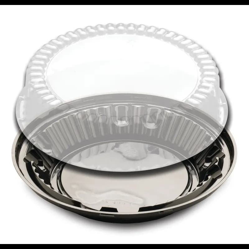Pie Container & Lid Combo With High Dome Lid 9 IN PS Clear Black 160/Case